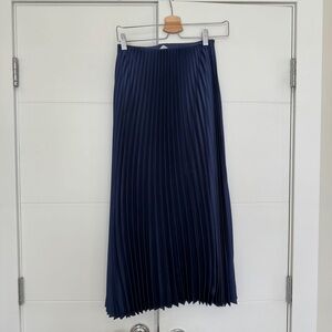 Mango Satin Navy Pleated Skirt XS